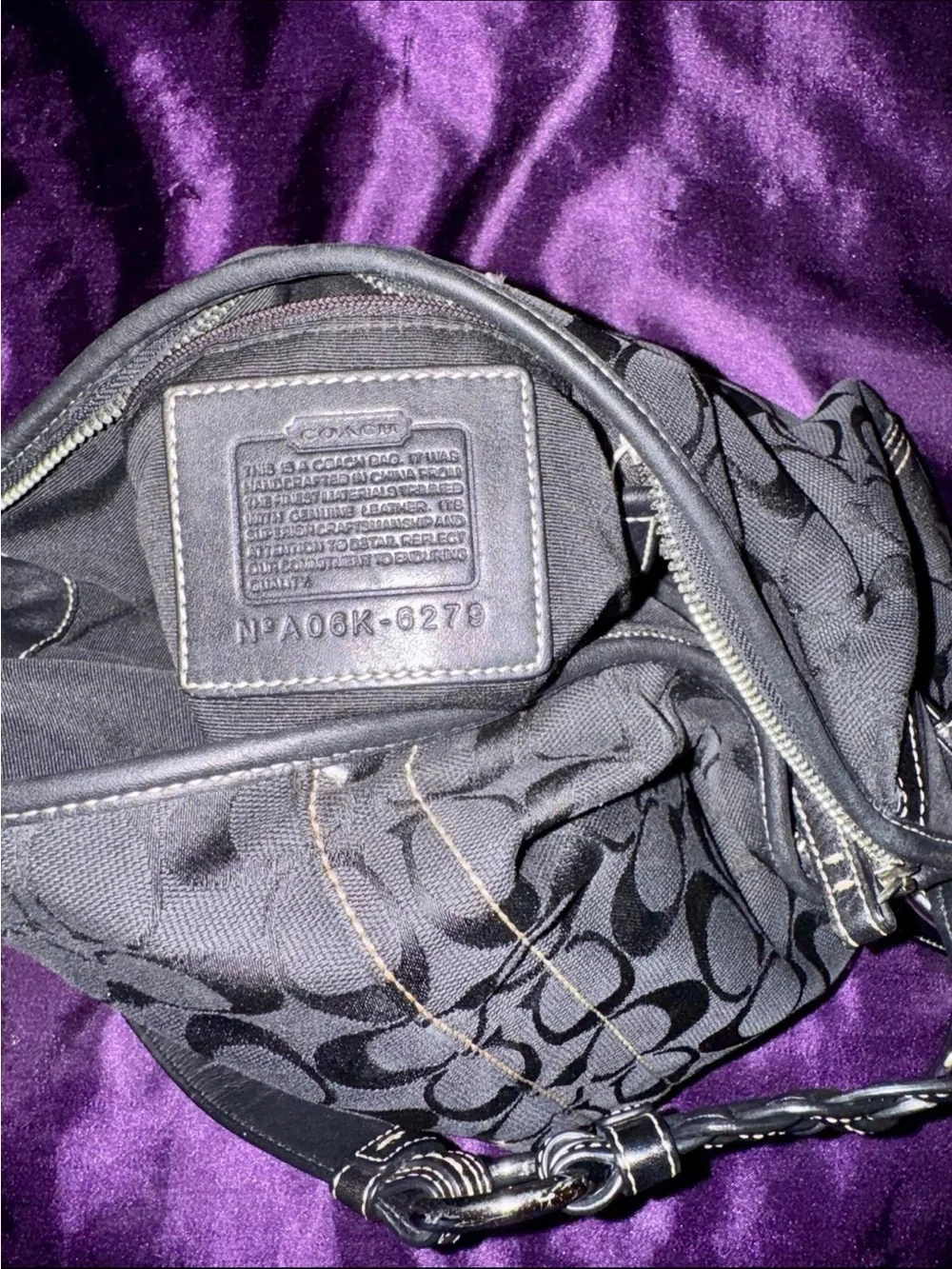 Vintage Coach Soho Signature Jacquard Hobo Bag Braided Strap Black Y2K